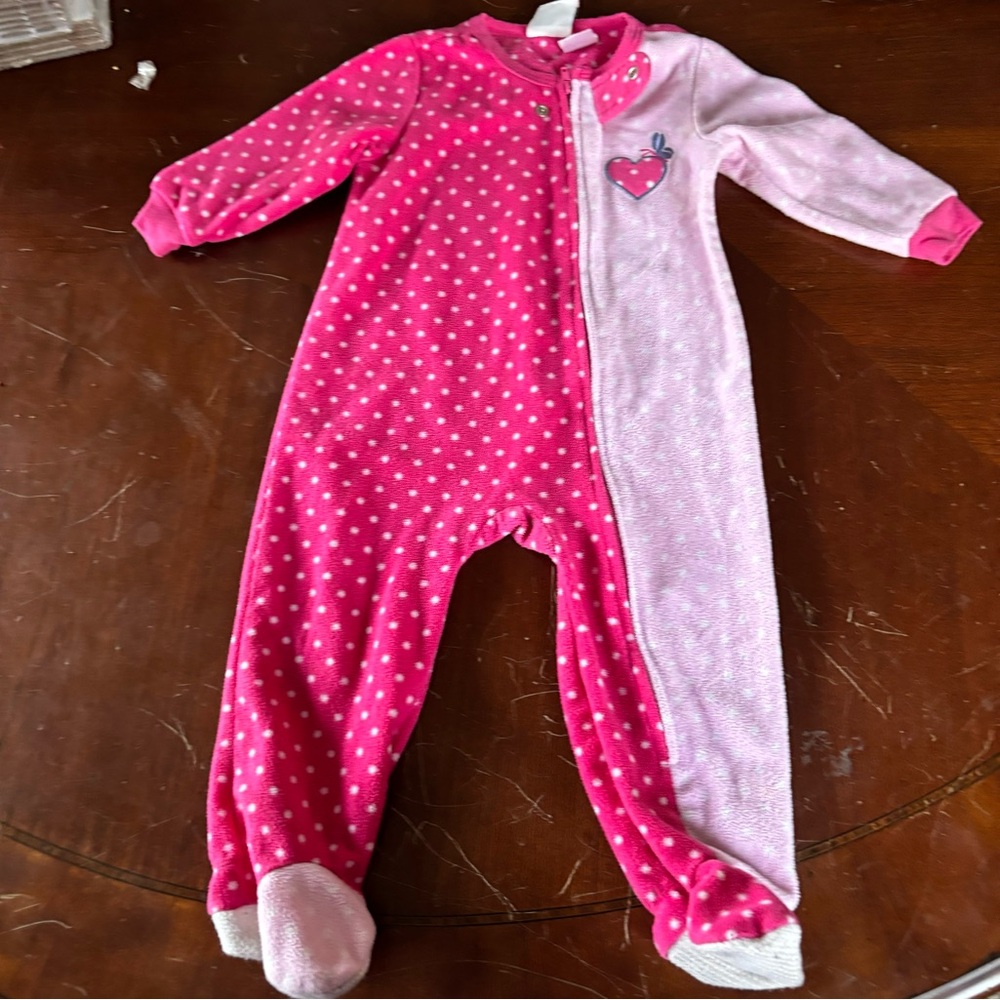 Polly and friends pink footed pajamas size 6-9 mo